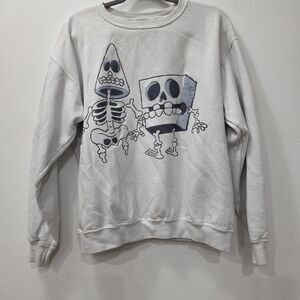 Graphic Skeleton Print Men's Sweater - White